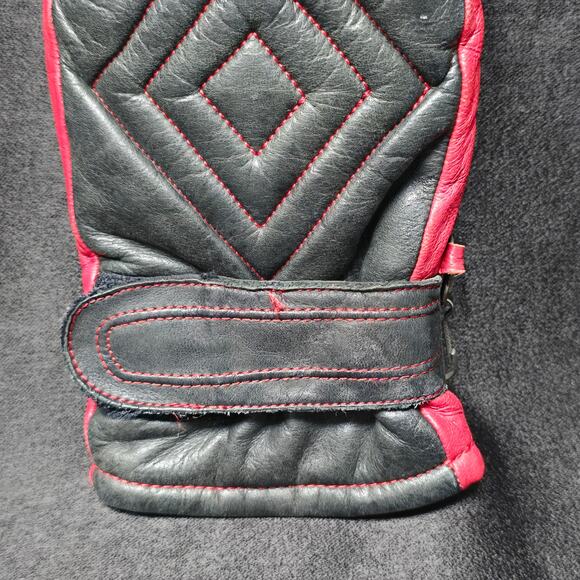 Vintage ARIS Red & Black SOFTAN Winter Weather Snow Ski Gloves Men's Small - Picture 11 of 16